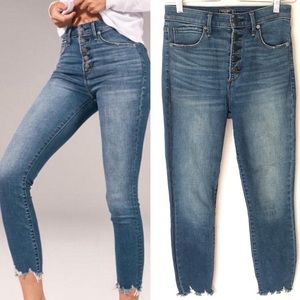 Abercrombie & Fitch Simone High Rise Button Front Ankle Jeans